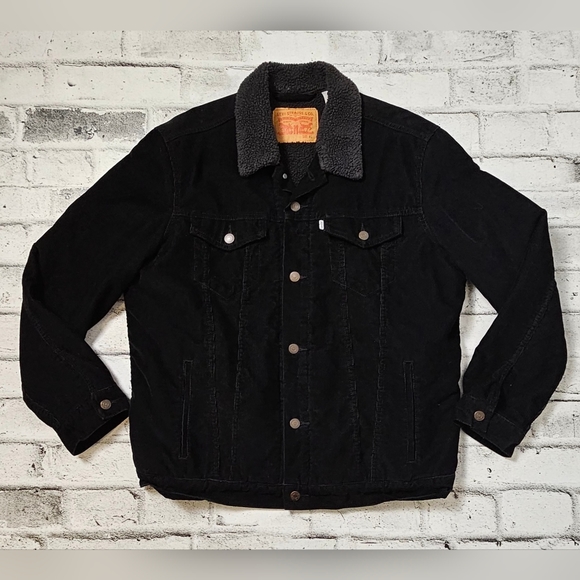 Levi's Mens Black Sherpa Trucker Jacket - Picture 6 of 8